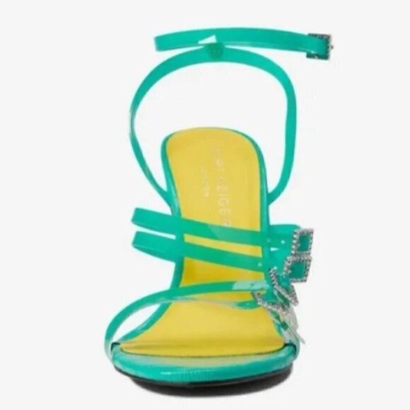 Kurt Geiger Pierra Vinyl Sandal Green Strappy‎ Crystal Buckle EU 38.5 US 7.5 - Picture 2 of 7